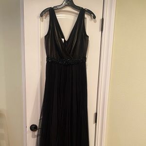 Brand new Badgley Mischka black pleated gown